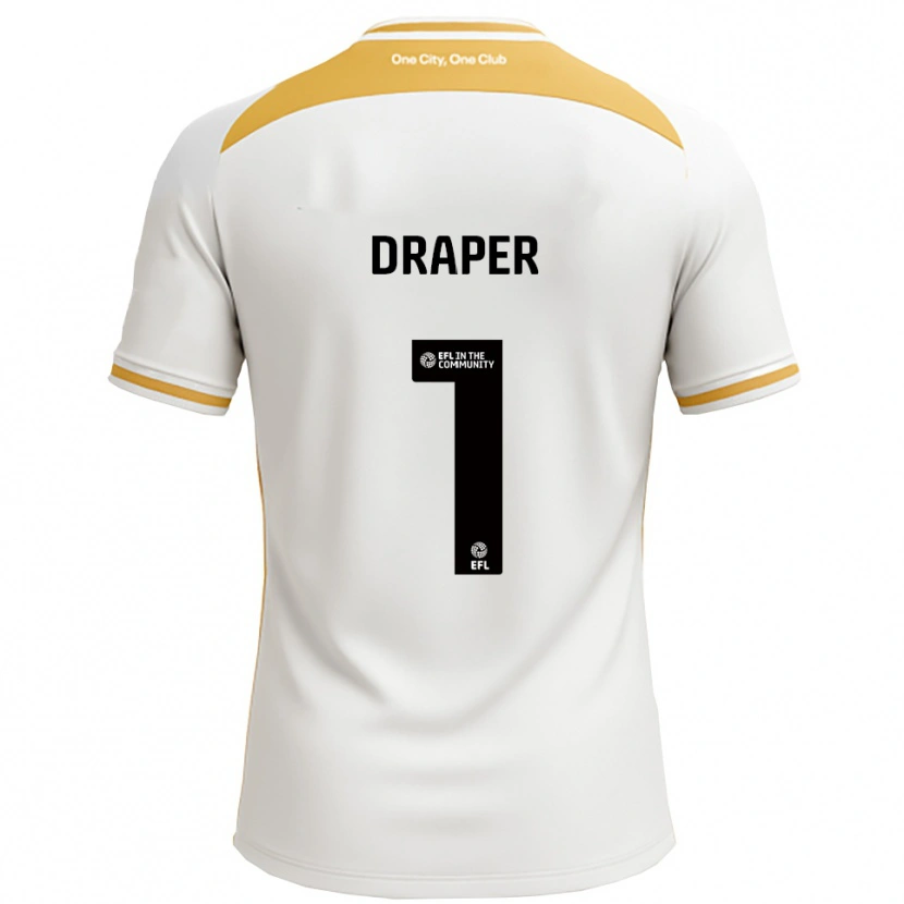 Danxen Børn Anna Draper #1 Hvid Guld Hjemmebane Spillertrøjer 2025/26 Trøje T-Shirt