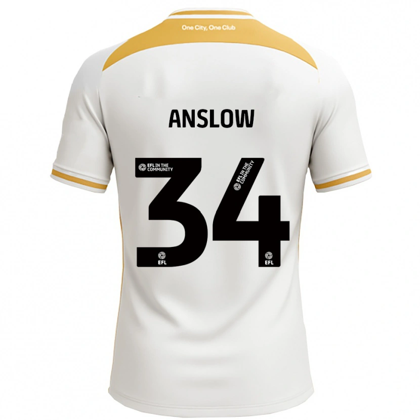 Danxen Børn Lauren Anslow #34 Hvid Guld Hjemmebane Spillertrøjer 2025/26 Trøje T-Shirt