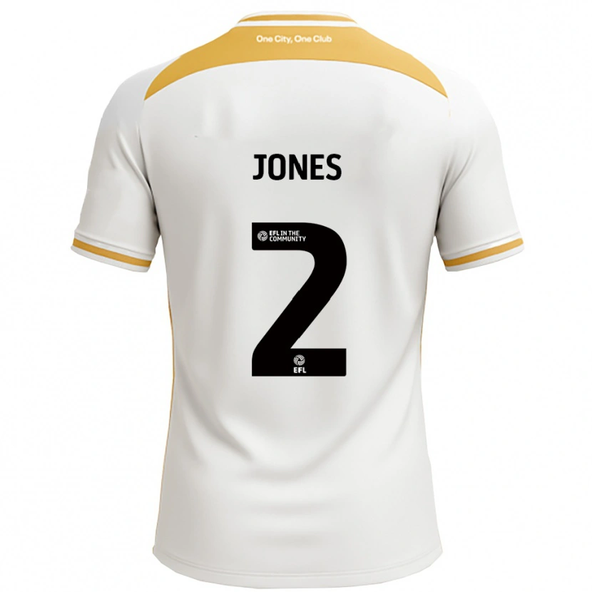 Danxen Børn Gethin Jones #2 Hvid Guld Hjemmebane Spillertrøjer 2025/26 Trøje T-Shirt