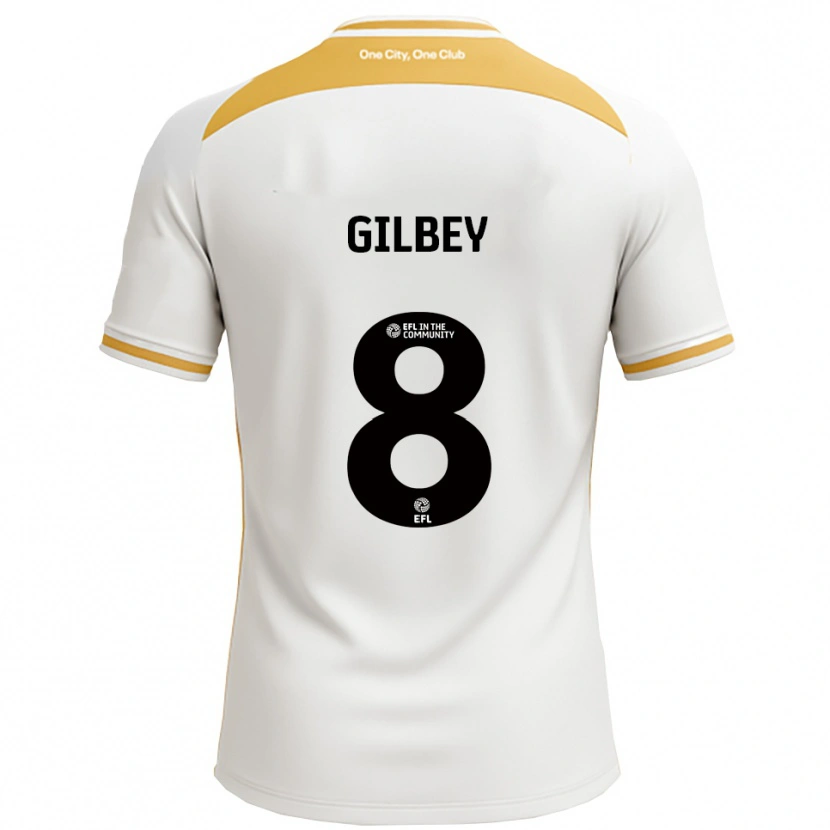 Danxen Børn Alex Gilbey #8 Hvid Guld Hjemmebane Spillertrøjer 2025/26 Trøje T-Shirt
