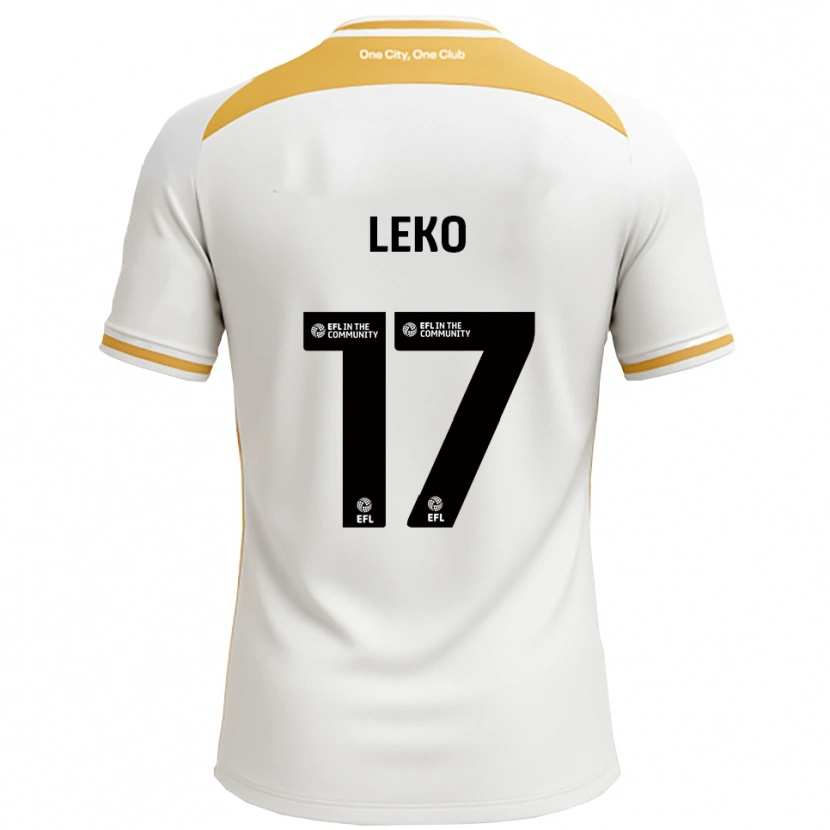 Danxen Børn Jonathan Leko #17 Hvid Guld Hjemmebane Spillertrøjer 2025/26 Trøje T-Shirt