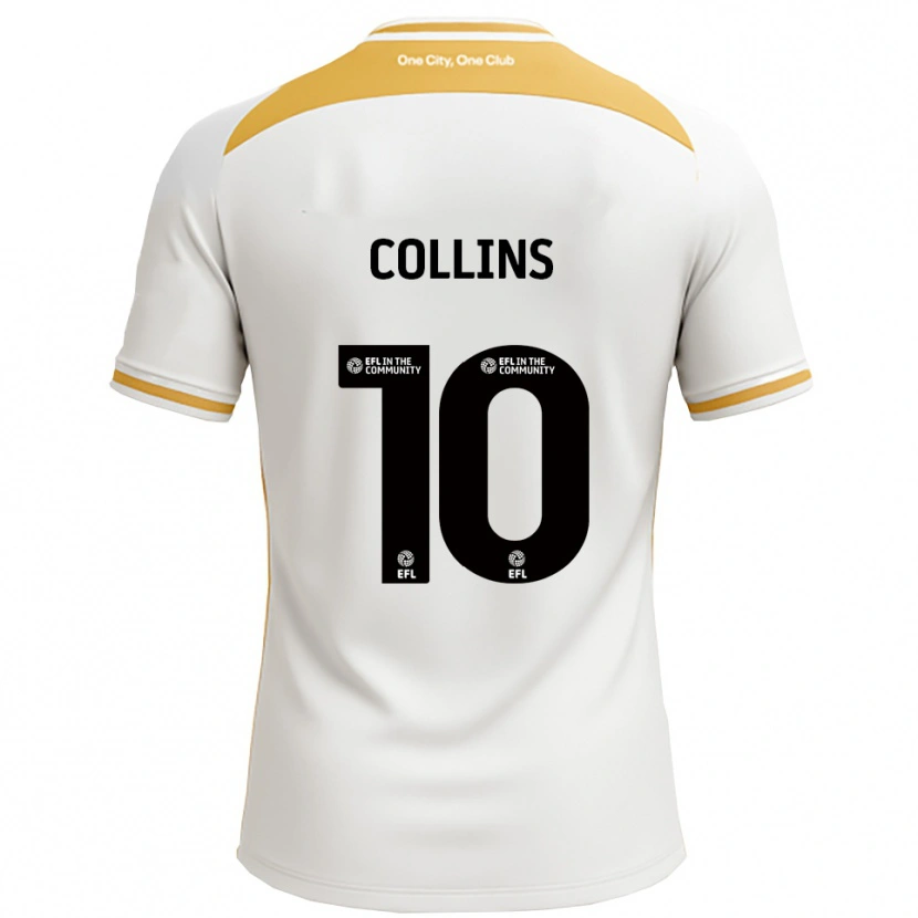 Danxen Børn Aaron Collins #10 Hvid Guld Hjemmebane Spillertrøjer 2025/26 Trøje T-Shirt
