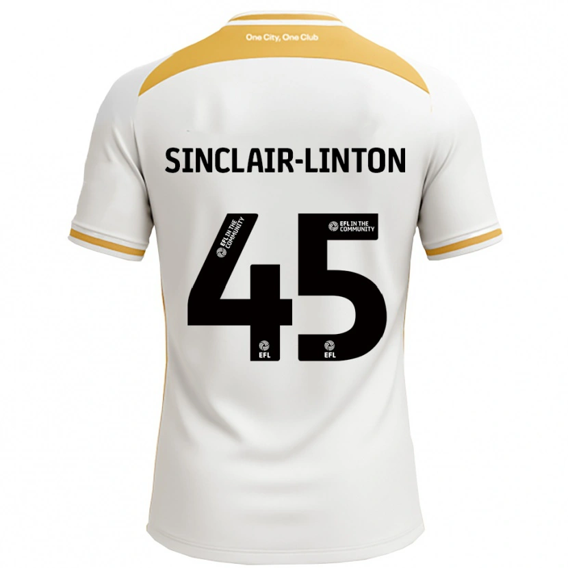 Danxen Børn Kobe Sinclair-Linton #45 Hvid Guld Hjemmebane Spillertrøjer 2025/26 Trøje T-Shirt