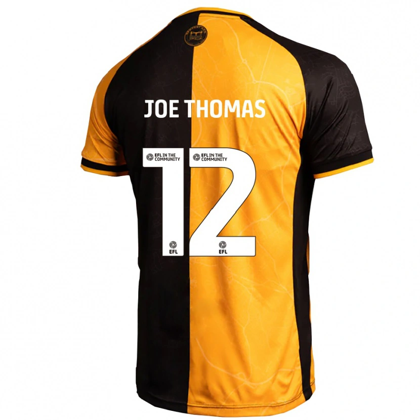 Danxen Børn Joe Thomas #12 Gul Sort Hjemmebane Spillertrøjer 2025/26 Trøje T-Shirt