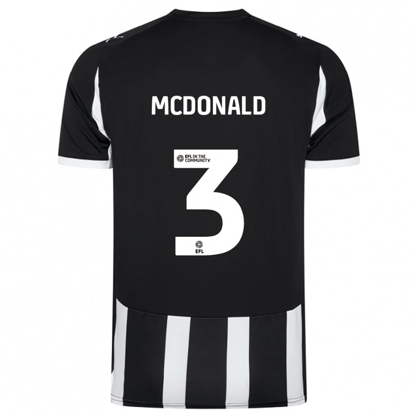 Danxen Børn Rod Mcdonald #3 Sort Hvid Hjemmebane Spillertrøjer 2025/26 Trøje T-Shirt