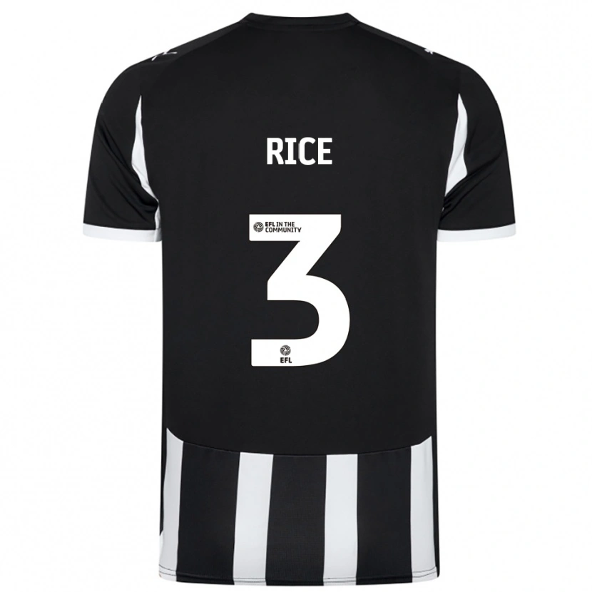Danxen Børn Alfie Rice #3 Sort Hvid Hjemmebane Spillertrøjer 2025/26 Trøje T-Shirt