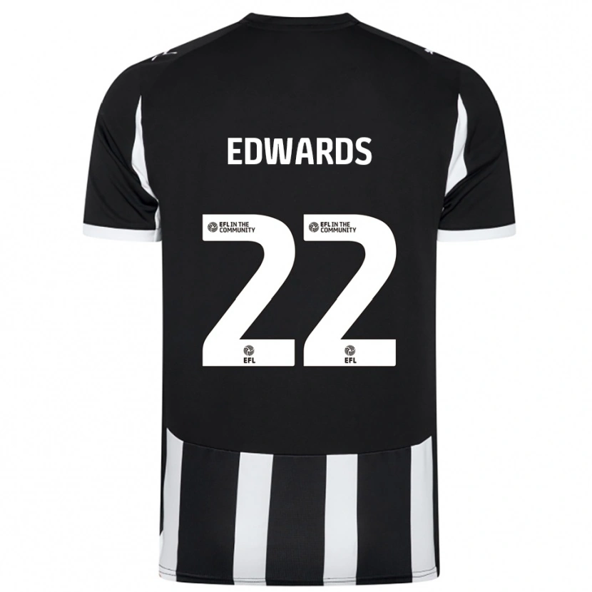 Danxen Børn Curtis Edwards #22 Sort Hvid Hjemmebane Spillertrøjer 2025/26 Trøje T-Shirt