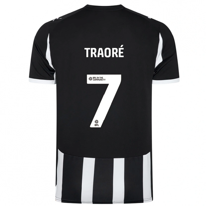 Danxen Børn Maï Traoré #7 Sort Hvid Hjemmebane Spillertrøjer 2025/26 Trøje T-Shirt