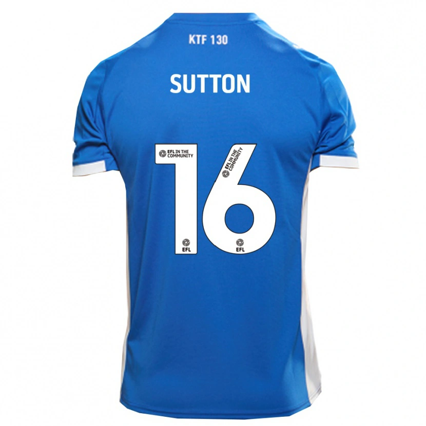Danxen Børn Will Sutton #16 Blå Hvid Hjemmebane Spillertrøjer 2025/26 Trøje T-Shirt