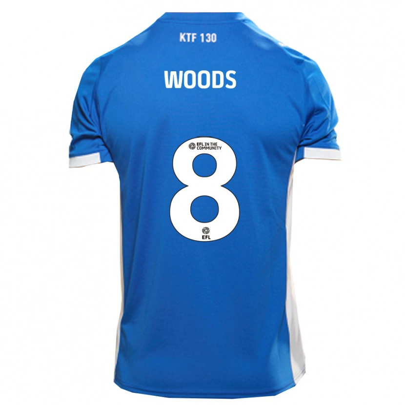 Danxen Børn Ryan Woods #8 Blå Hvid Hjemmebane Spillertrøjer 2025/26 Trøje T-Shirt