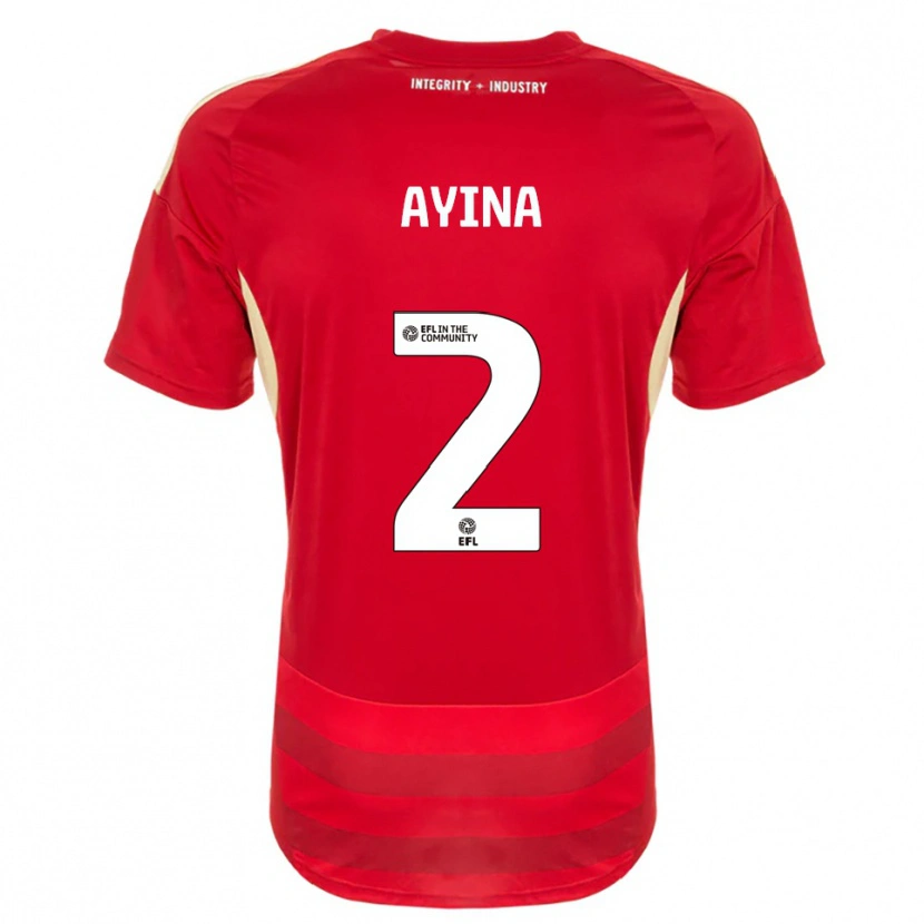 Danxen Børn Loick Ayina #2 Rød Hvid Hjemmebane Spillertrøjer 2025/26 Trøje T-Shirt