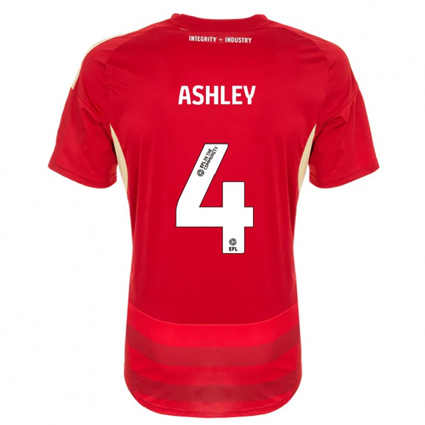 Danxen Børn Ossama Ashley #4 Rød Hvid Hjemmebane Spillertrøjer 2025/26 Trøje T-Shirt