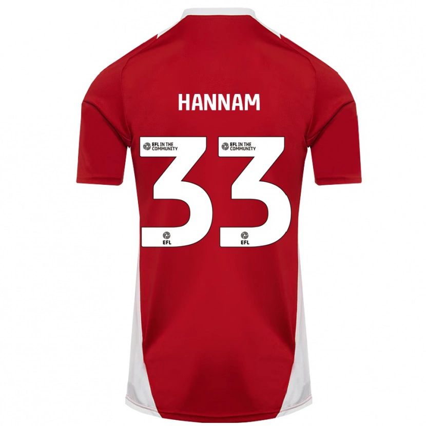 Danxen Børn Shawna Hannam #33 Rød Hvid Guld Hjemmebane Spillertrøjer 2025/26 Trøje T-Shirt