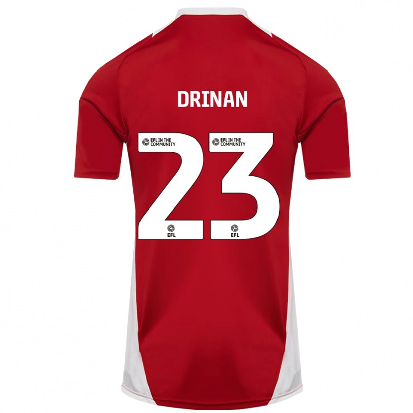 Danxen Børn Aaron Drinan #23 Rød Hvid Guld Hjemmebane Spillertrøjer 2025/26 Trøje T-Shirt