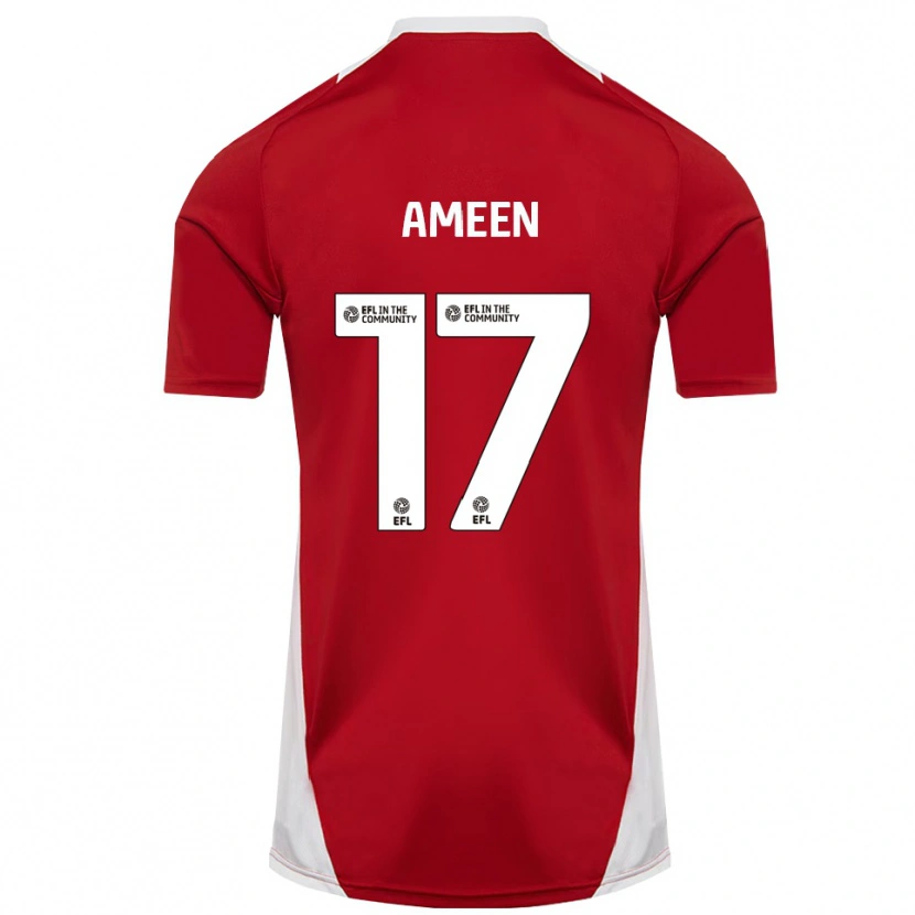 Danxen Børn Botan Ameen #17 Rød Hvid Guld Hjemmebane Spillertrøjer 2025/26 Trøje T-Shirt