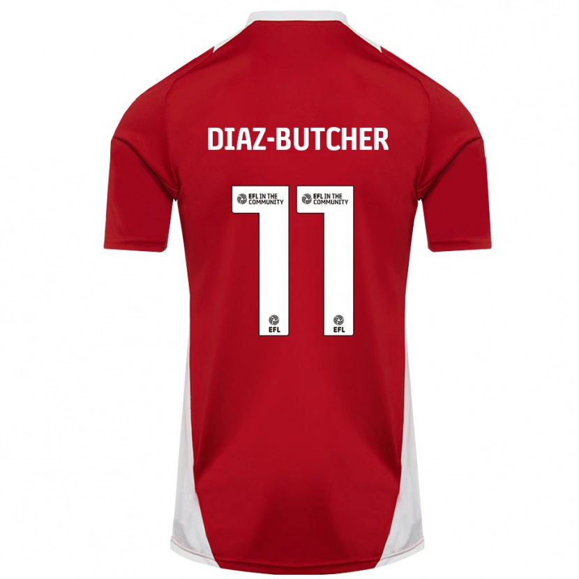 Danxen Børn Helena Diaz-Butcher #11 Rød Hvid Guld Hjemmebane Spillertrøjer 2025/26 Trøje T-Shirt