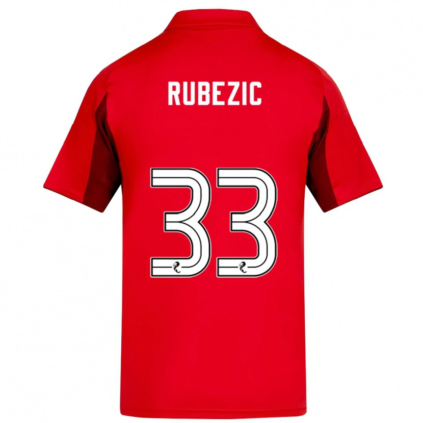 Danxen Børn Slobodan Rubezic #33 Rød Burgunder Hjemmebane Spillertrøjer 2025/26 Trøje T-Shirt