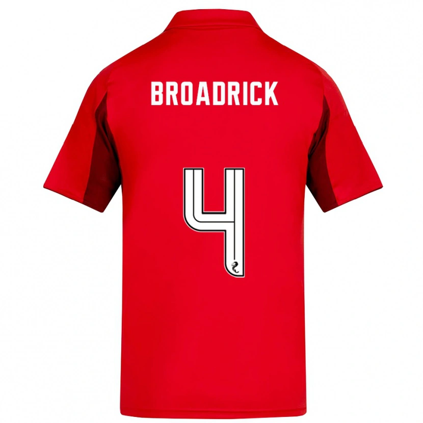 Danxen Børn Jessica Broadrick #4 Rød Burgunder Hjemmebane Spillertrøjer 2025/26 Trøje T-Shirt