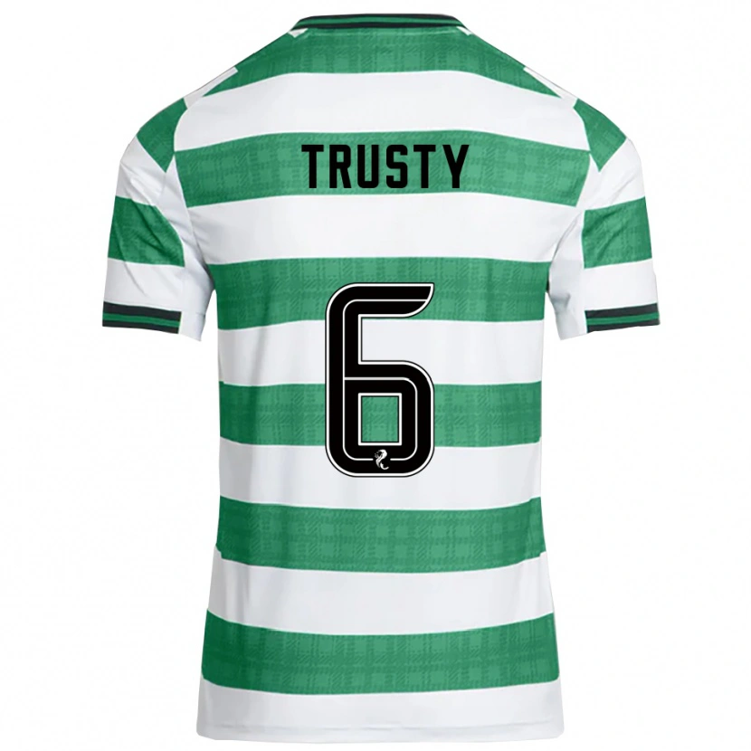 Danxen Børn Auston Trusty #6 Grøn Hvid Hjemmebane Spillertrøjer 2025/26 Trøje T-Shirt