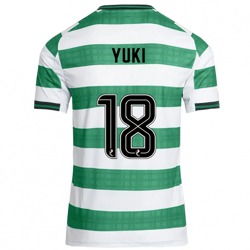 Danxen Børn Yuki Kobayashi #18 Grøn Hvid Hjemmebane Spillertrøjer 2025/26 Trøje T-Shirt