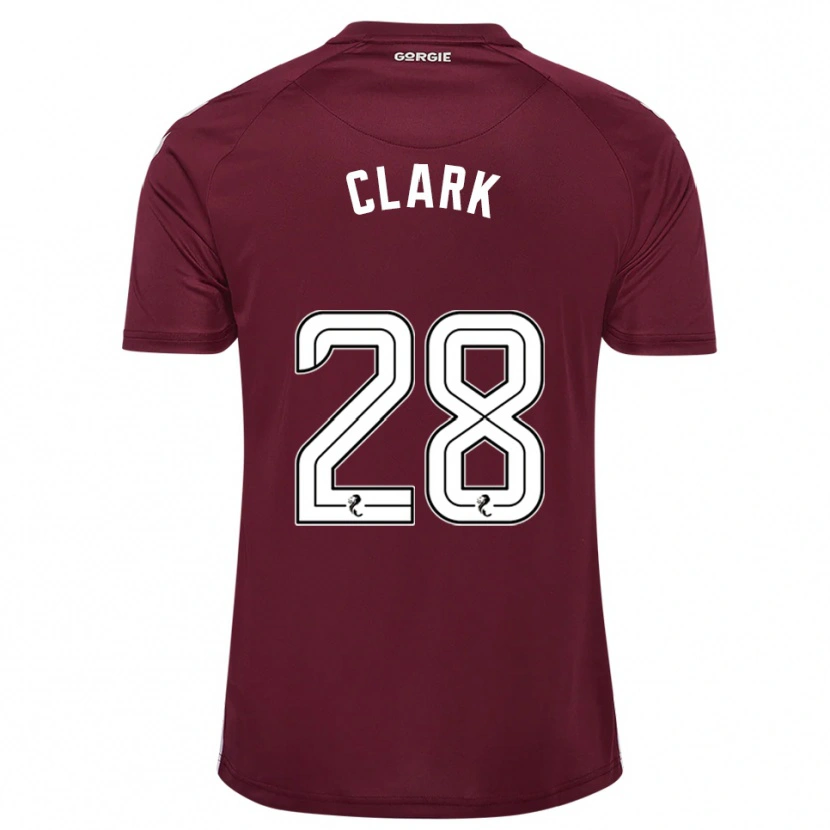 Danxen Børn Zander Clark #28 Burgunder Hvid Hjemmebane Spillertrøjer 2025/26 Trøje T-Shirt