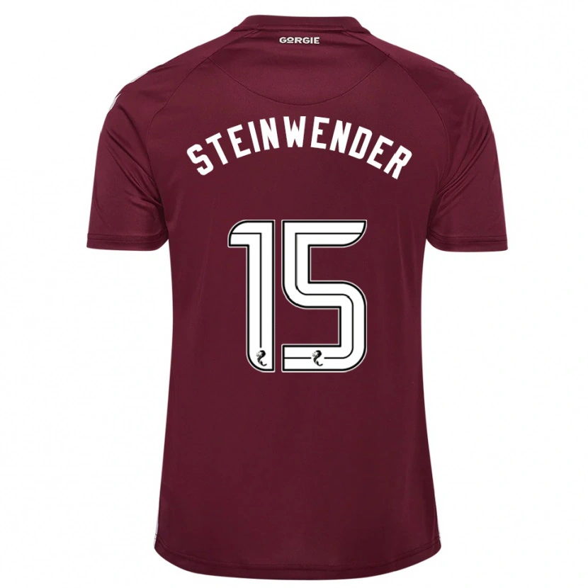 Danxen Børn Michael Steinwender #15 Burgunder Hvid Hjemmebane Spillertrøjer 2025/26 Trøje T-Shirt