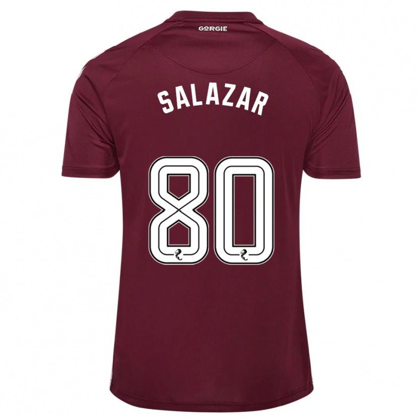 Danxen Børn Andrés Salazar #80 Burgunder Hvid Hjemmebane Spillertrøjer 2025/26 Trøje T-Shirt