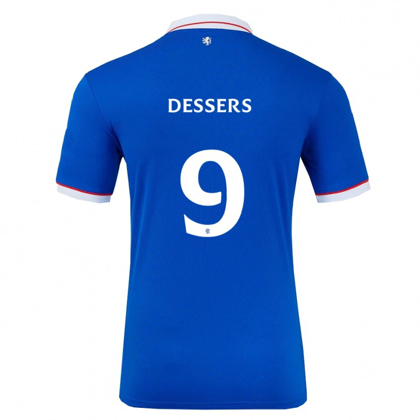 Danxen Børn Cyriel Dessers #9 Blå Hvid Hjemmebane Spillertrøjer 2025/26 Trøje T-Shirt