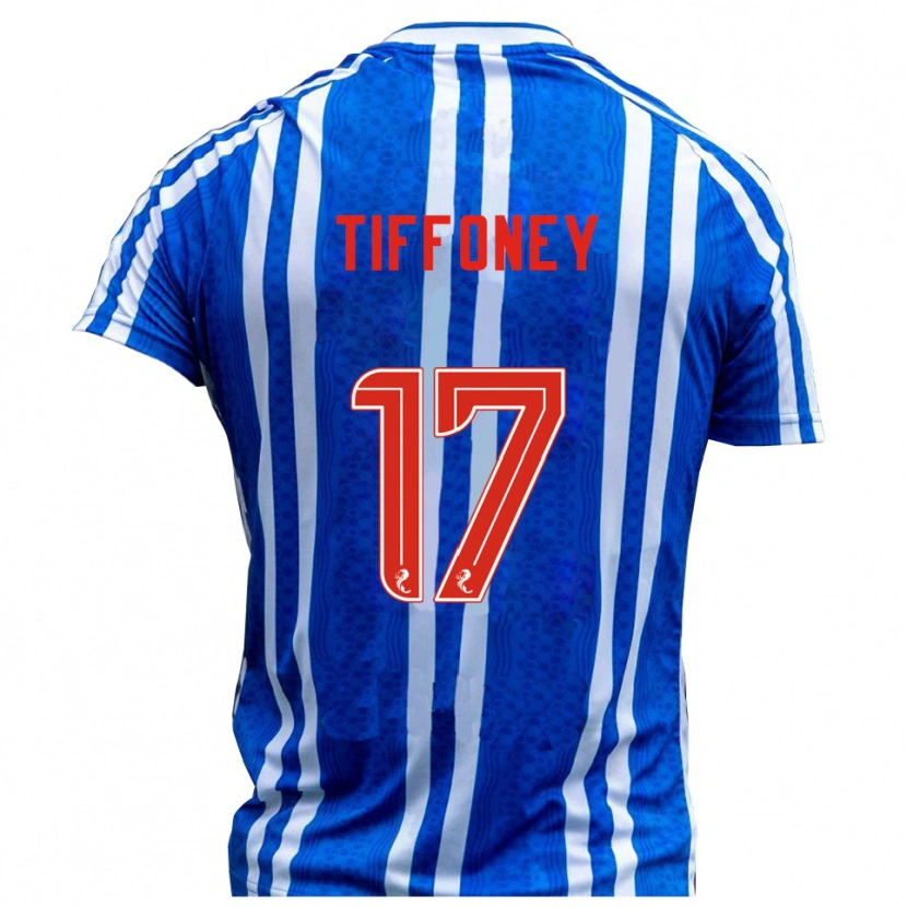 Danxen Børn Scott Tiffoney #17 Blå Hvid Hjemmebane Spillertrøjer 2025/26 Trøje T-Shirt