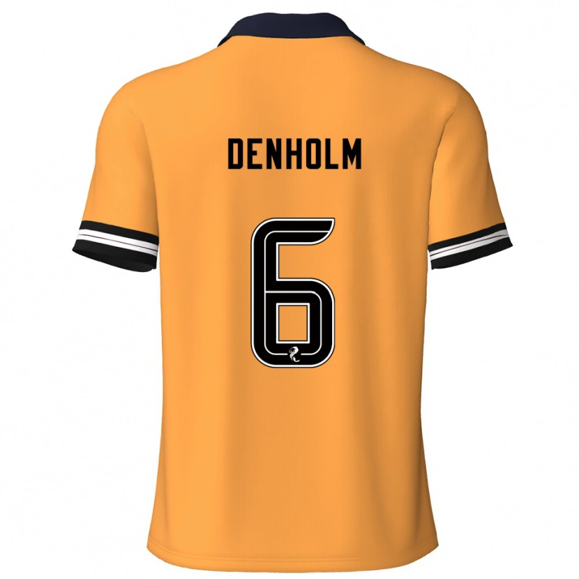 Danxen Børn Aidan Denholm #6 Gul Sort Hjemmebane Spillertrøjer 2025/26 Trøje T-Shirt