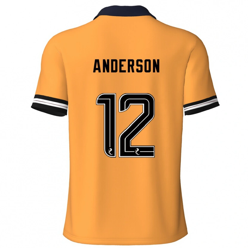 Danxen Børn Rhys Anderson #12 Gul Sort Hjemmebane Spillertrøjer 2025/26 Trøje T-Shirt