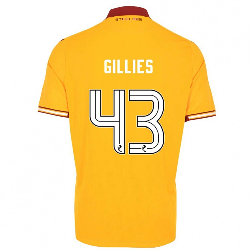 Danxen Børn Jay Gillies #43 Gul Burgunder Hjemmebane Spillertrøjer 2025/26 Trøje T-Shirt