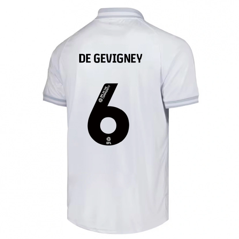 Danxen Børn Maël De Gevigney #6 Hvid Grå Sort Udebane Spillertrøjer 2025/26 Trøje T-Shirt