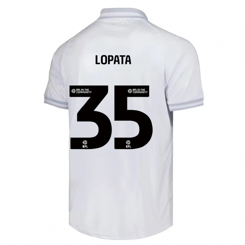 Danxen Børn Kacper Lopata #35 Hvid Grå Sort Udebane Spillertrøjer 2025/26 Trøje T-Shirt