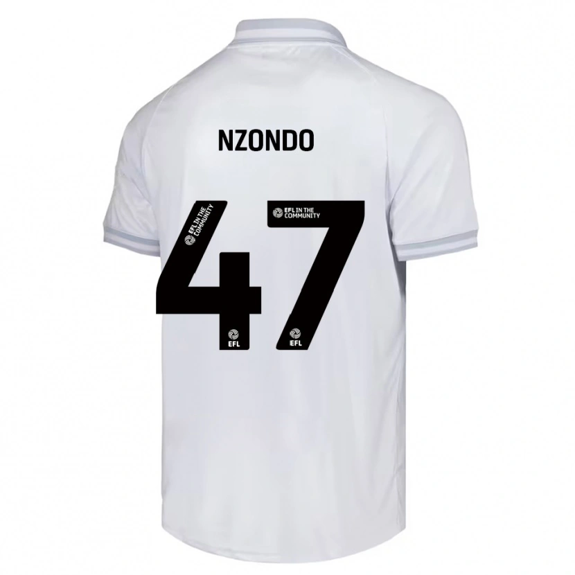 Danxen Børn Emmaisa Nzondo #47 Hvid Grå Sort Udebane Spillertrøjer 2025/26 Trøje T-Shirt