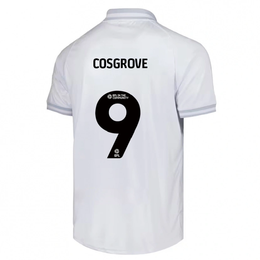 Danxen Børn Sam Cosgrove #9 Hvid Grå Sort Udebane Spillertrøjer 2025/26 Trøje T-Shirt