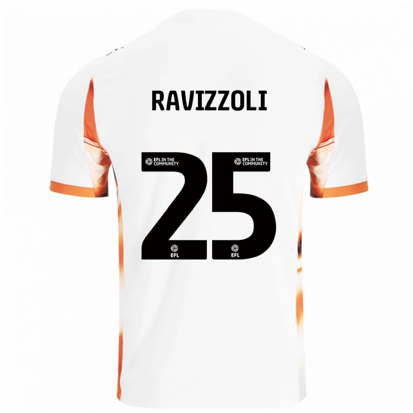 Danxen Børn Franco Ravizzoli #25 Hvid Orange Sort Udebane Spillertrøjer 2025/26 Trøje T-Shirt