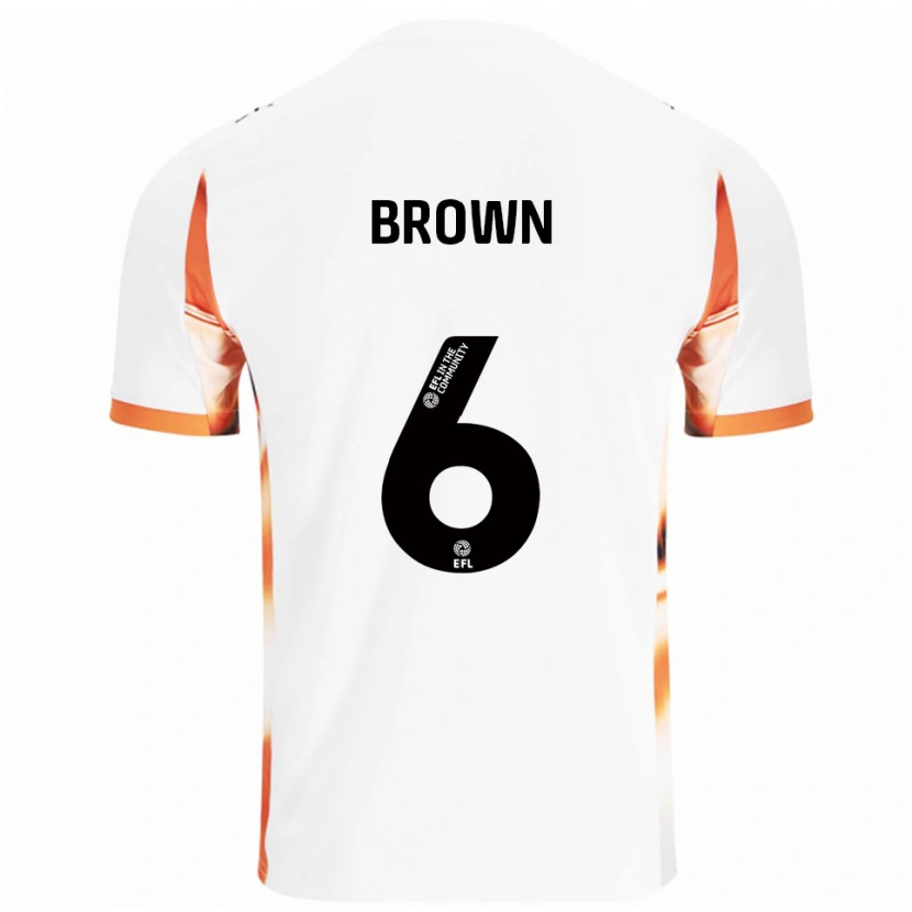 Danxen Børn Jordan Brown #6 Hvid Orange Sort Udebane Spillertrøjer 2025/26 Trøje T-Shirt