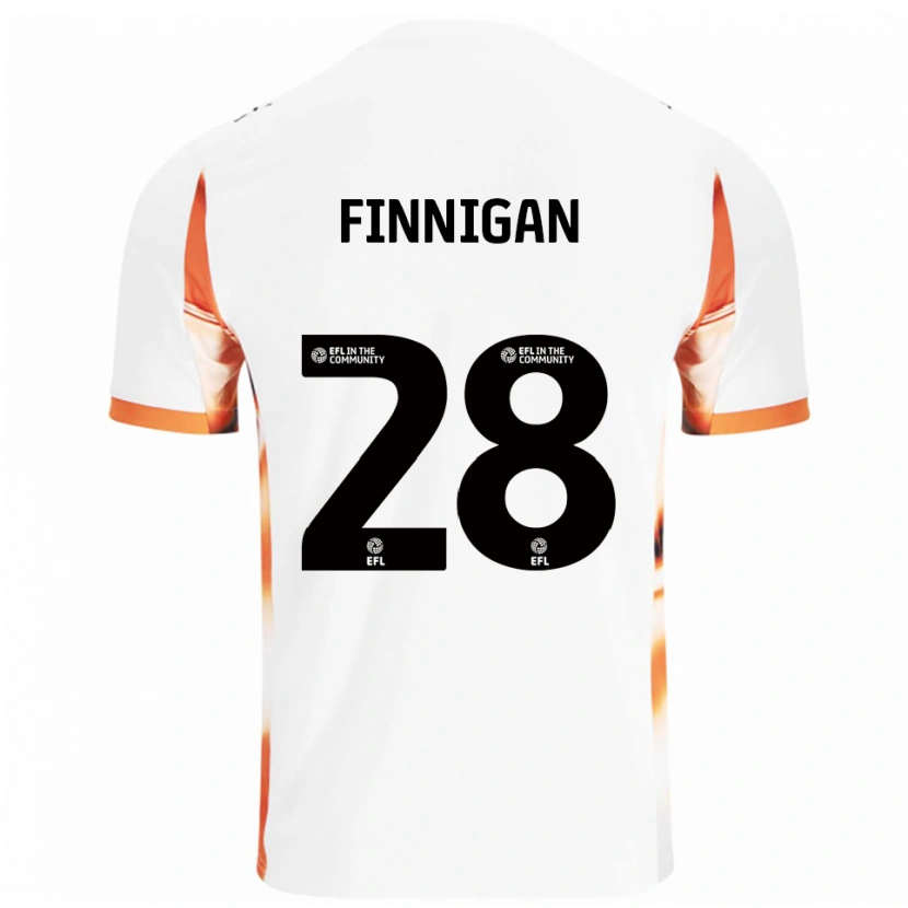 Danxen Børn Ryan Finnigan #28 Hvid Orange Sort Udebane Spillertrøjer 2025/26 Trøje T-Shirt