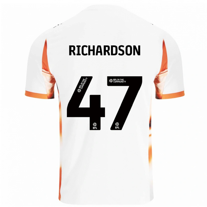 Danxen Børn Jack Richardson #47 Hvid Orange Sort Udebane Spillertrøjer 2025/26 Trøje T-Shirt