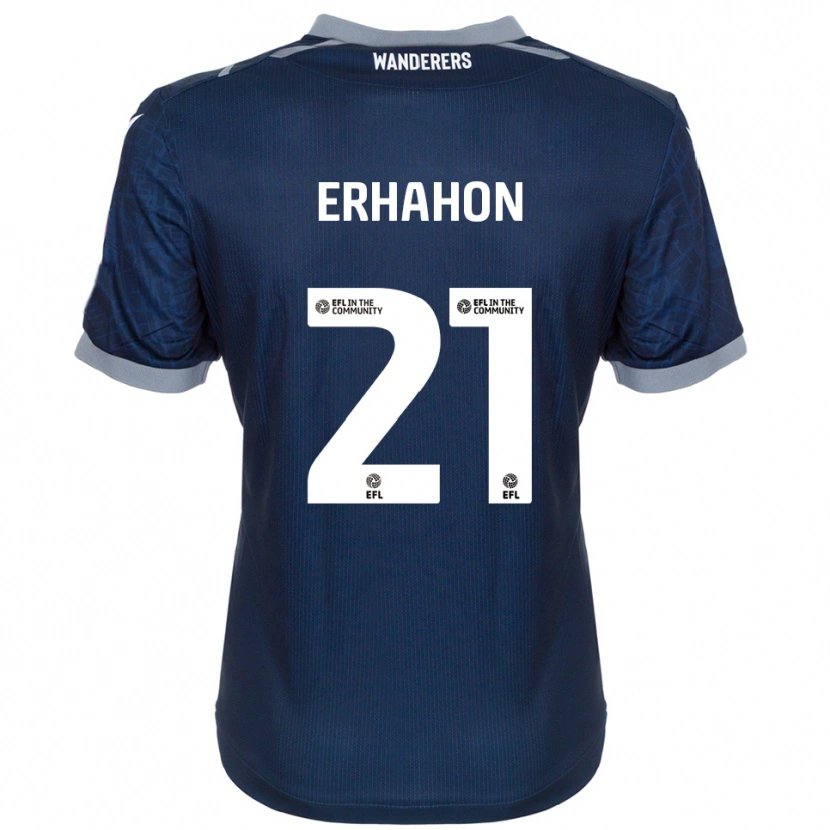 Danxen Børn Ethan Erhahon #21 Marineblå Grå Udebane Spillertrøjer 2025/26 Trøje T-Shirt
