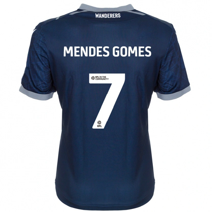 Danxen Børn Carlos Mendes #7 Marineblå Grå Udebane Spillertrøjer 2025/26 Trøje T-Shirt
