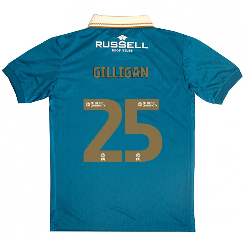 Danxen Børn Ciaran Gilligan #25 Lyseblå Hvid Udebane Spillertrøjer 2025/26 Trøje T-Shirt