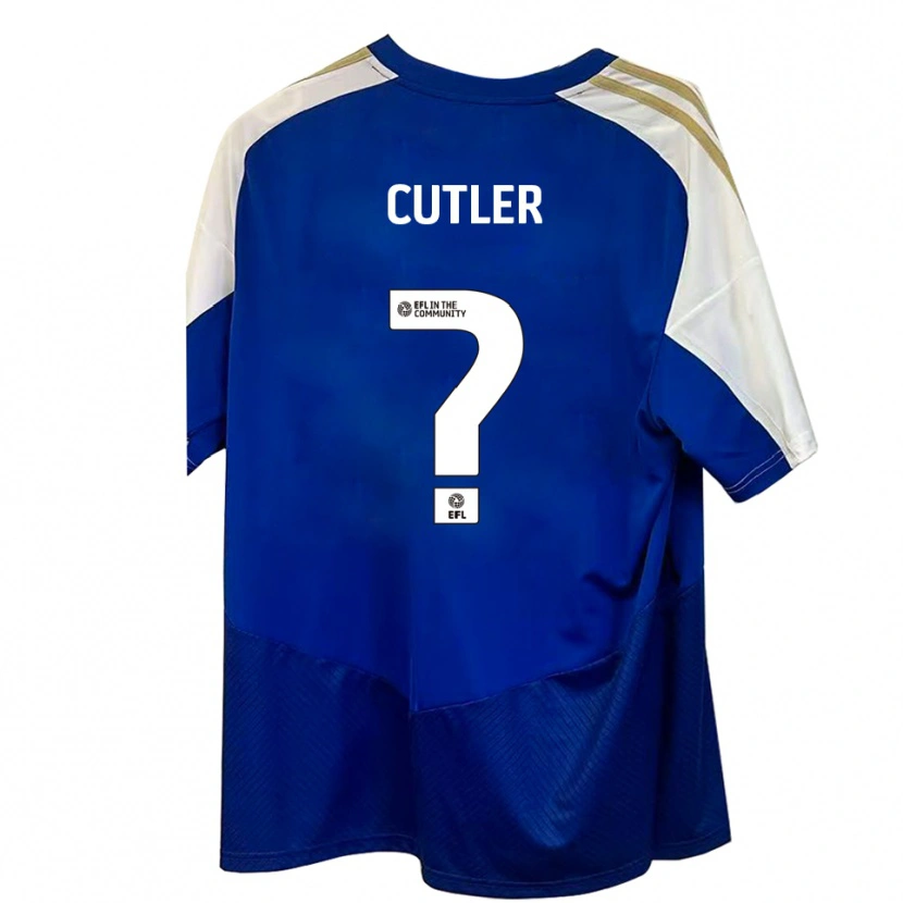 Danxen Børn Theo Cutler #0 Blå Hvid Guld Udebane Spillertrøjer 2025/26 Trøje T-Shirt