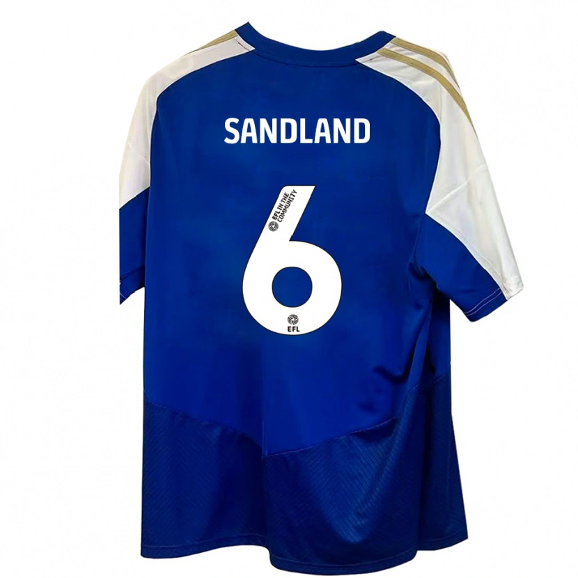 Danxen Børn Jessica Sandland #6 Blå Hvid Guld Udebane Spillertrøjer 2025/26 Trøje T-Shirt