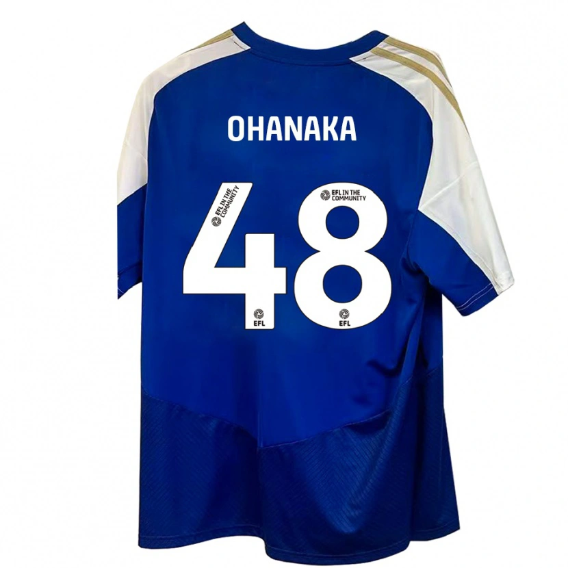 Danxen Børn Santino Ohanaka #48 Blå Hvid Guld Udebane Spillertrøjer 2025/26 Trøje T-Shirt