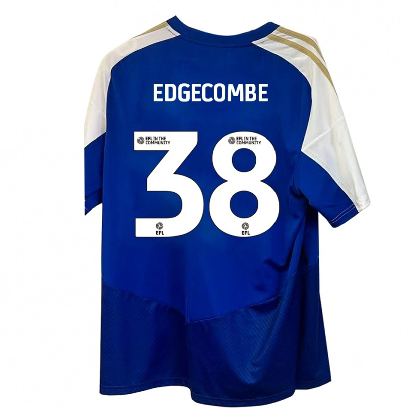 Danxen Børn Max Edgecombe #38 Blå Hvid Guld Udebane Spillertrøjer 2025/26 Trøje T-Shirt