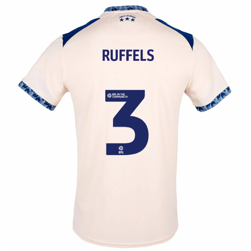 Danxen Børn Josh Ruffels #3 Offwhite Marineblå Udebane Spillertrøjer 2025/26 Trøje T-Shirt