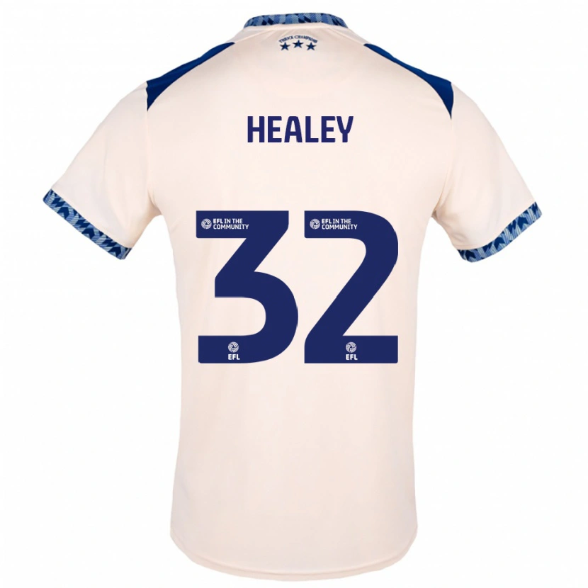 Danxen Børn Rhys Healey #32 Offwhite Marineblå Udebane Spillertrøjer 2025/26 Trøje T-Shirt