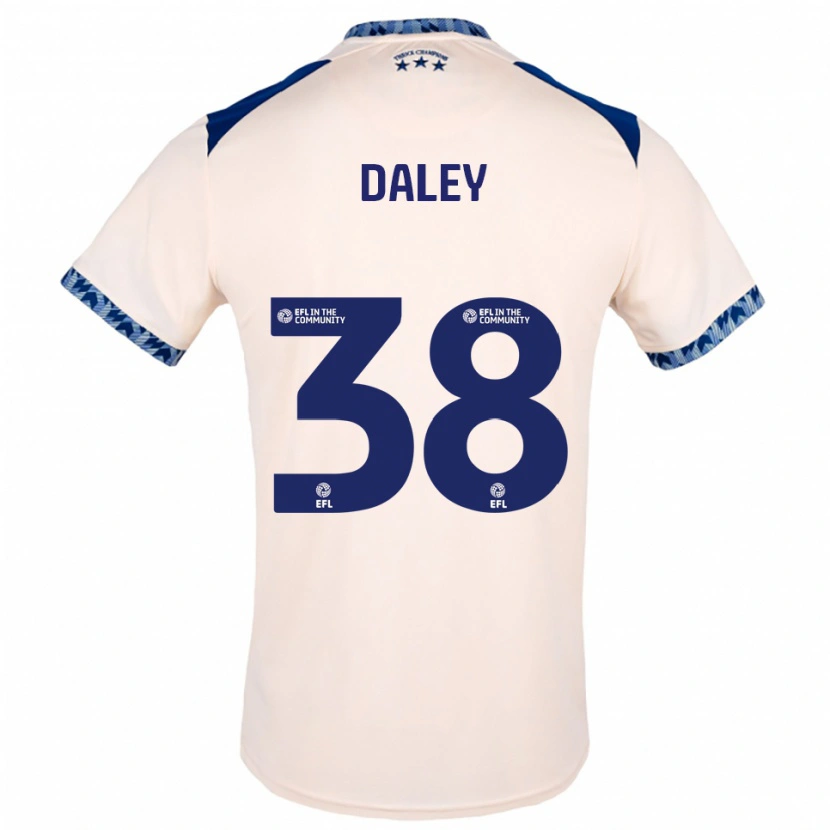 Danxen Børn Luke Daley #38 Offwhite Marineblå Udebane Spillertrøjer 2025/26 Trøje T-Shirt